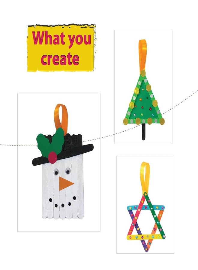 لايت هاوس مجموعة أدوات صنع أعواد المصاصة للأطفال من لايت هاوس | مجموعة أنشطة فنية وحرفية لعيد الميلاد | تتضمن 25 عودًا، وقصاصات ورقية، ومرايا، وترتر، والمزيد | هدية عيد ميلاد إبداعية للأطفال - Image 3